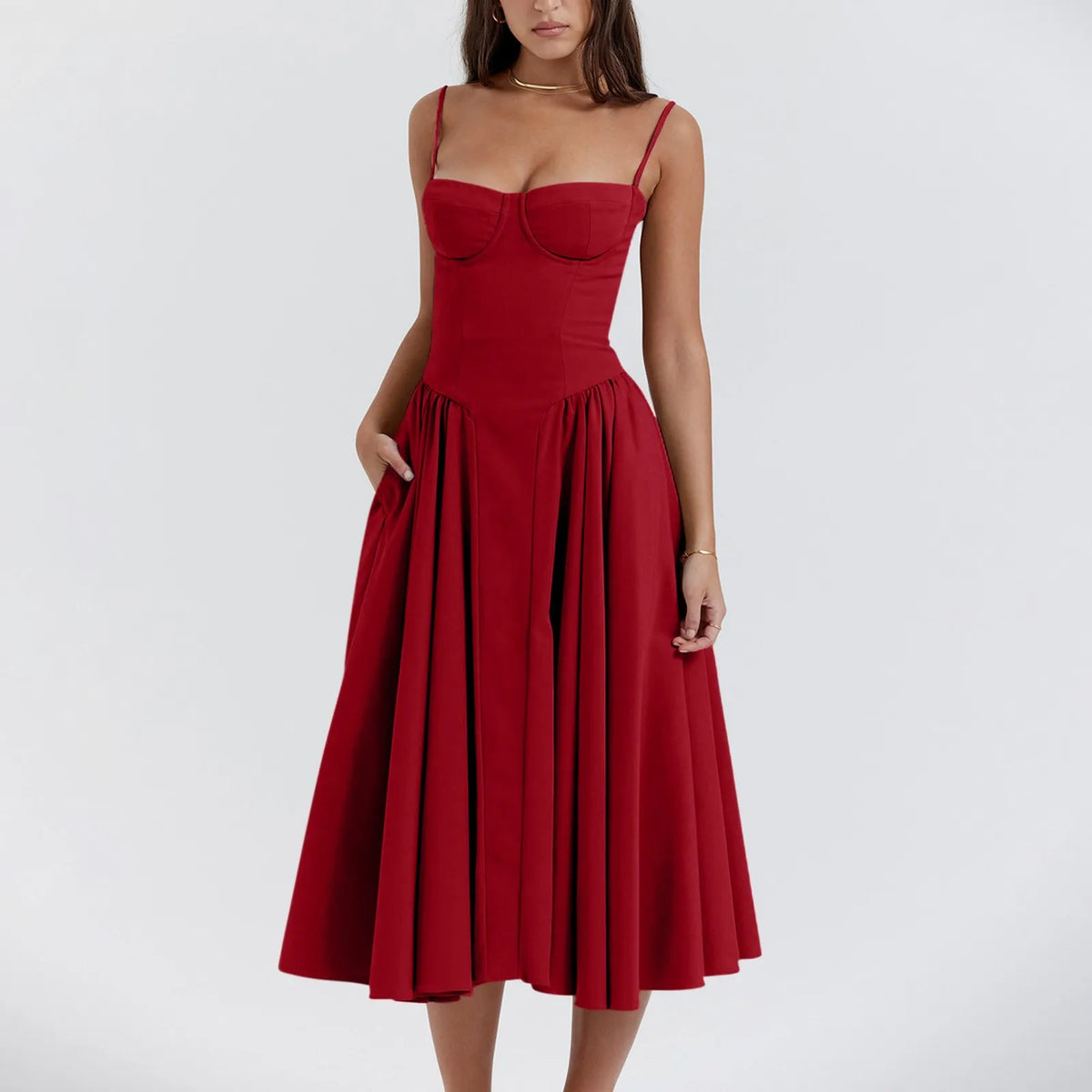 Robe d'été florale à bretelles pour femmes, sexy, bustier, sans manches, robe féminine, mode 2024, imprimée, ligne A, élégante, mi-longue, Lady Vestidos