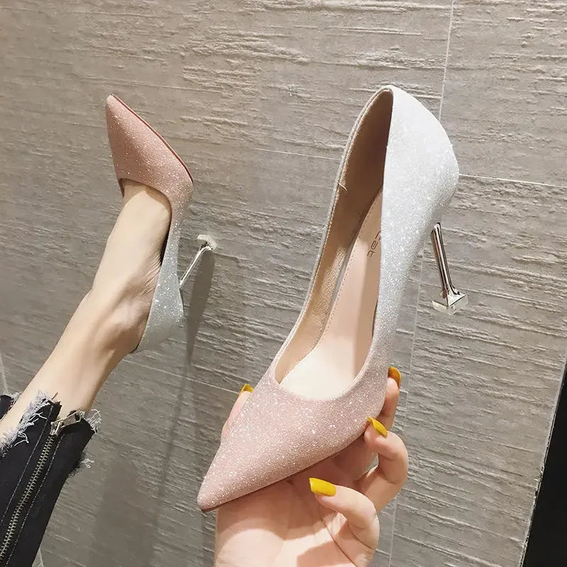 Calzature estive da donna Scarpe da sposa da sposa Scarpe da donna 2025 da sera con cristalli Stilito Tacco alto con strass viola