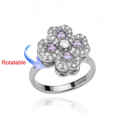 Anelli di ansia rotanti a quattro trifogli per le donne Anello nuziale regolabile in acciaio inossidabile color oro Anelli regalo di gioielli estetici