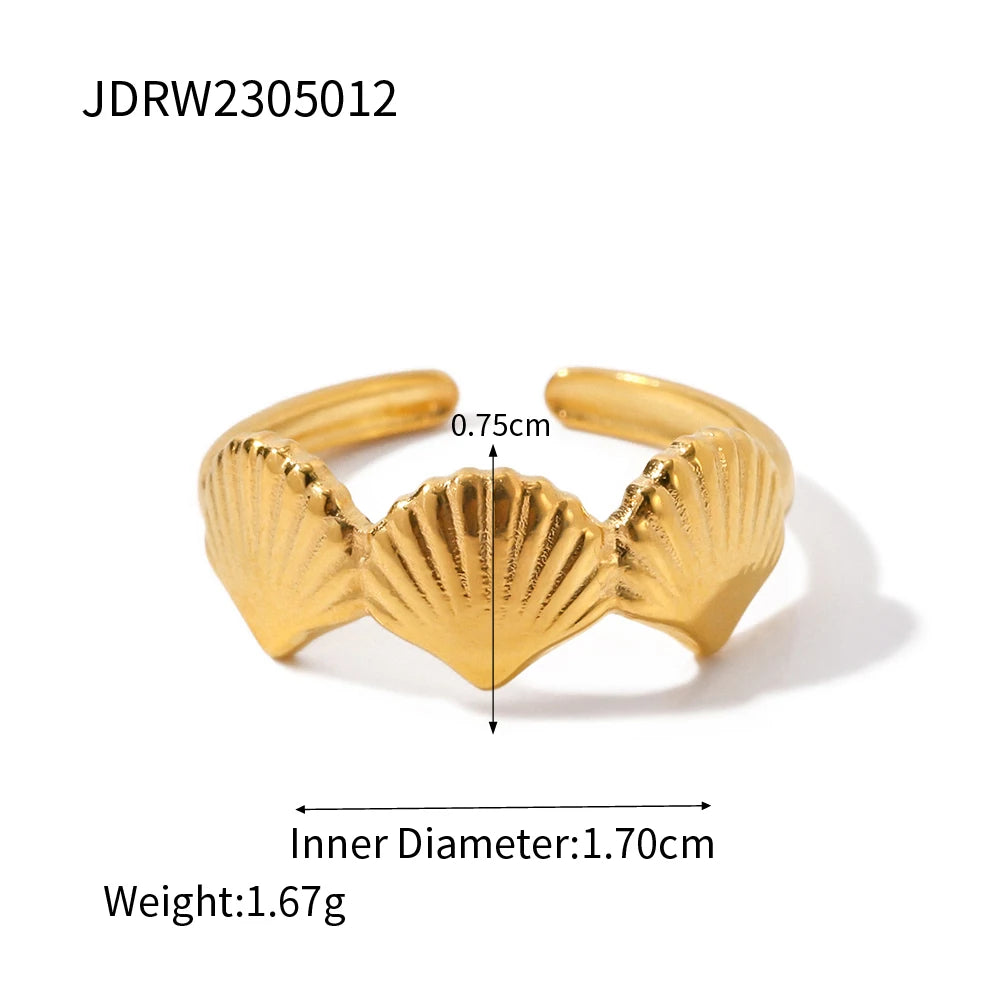 Uworld Anello geometrico largo in acciaio inossidabile di alta qualità Colore oro 18 carati Impermeabile Moda minimalista Dichiarazione Gioielli con fascino Wome