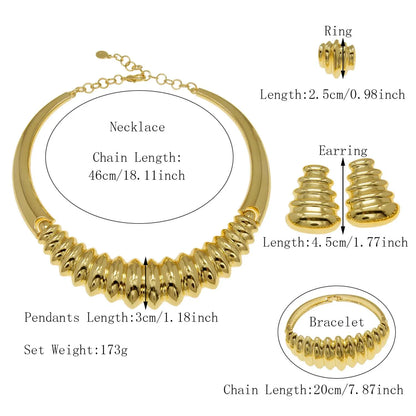 Parures de bijoux pour femmes Collier classique Design simple pour un usage quotidien Cadeau Boucles d'oreilles Bracelet plaqué or italien