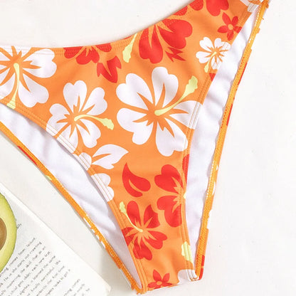 Triangle-Oberteil mit Polsterung 3-teiliges Bikini-Set Haarband Bademode