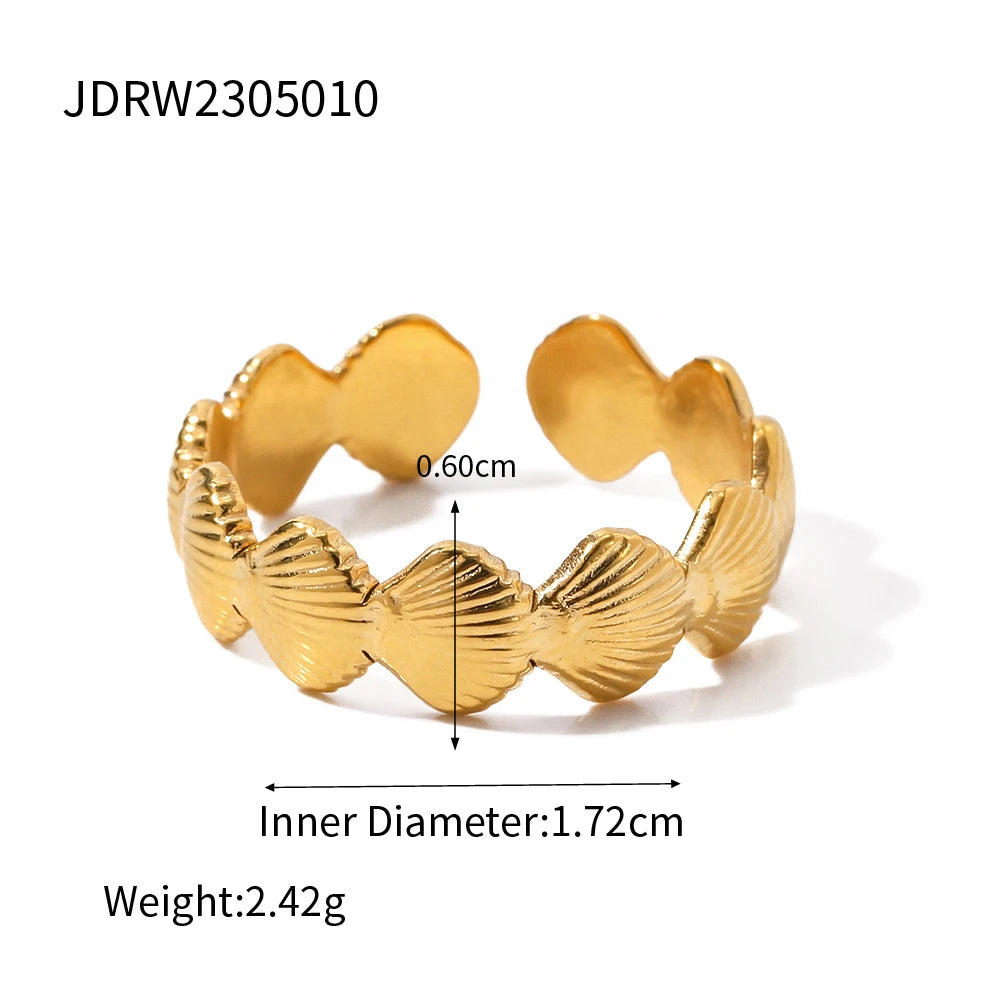 Uworld Anello geometrico largo in acciaio inossidabile di alta qualità Colore oro 18 carati Impermeabile Moda minimalista Dichiarazione Gioielli con fascino Wome