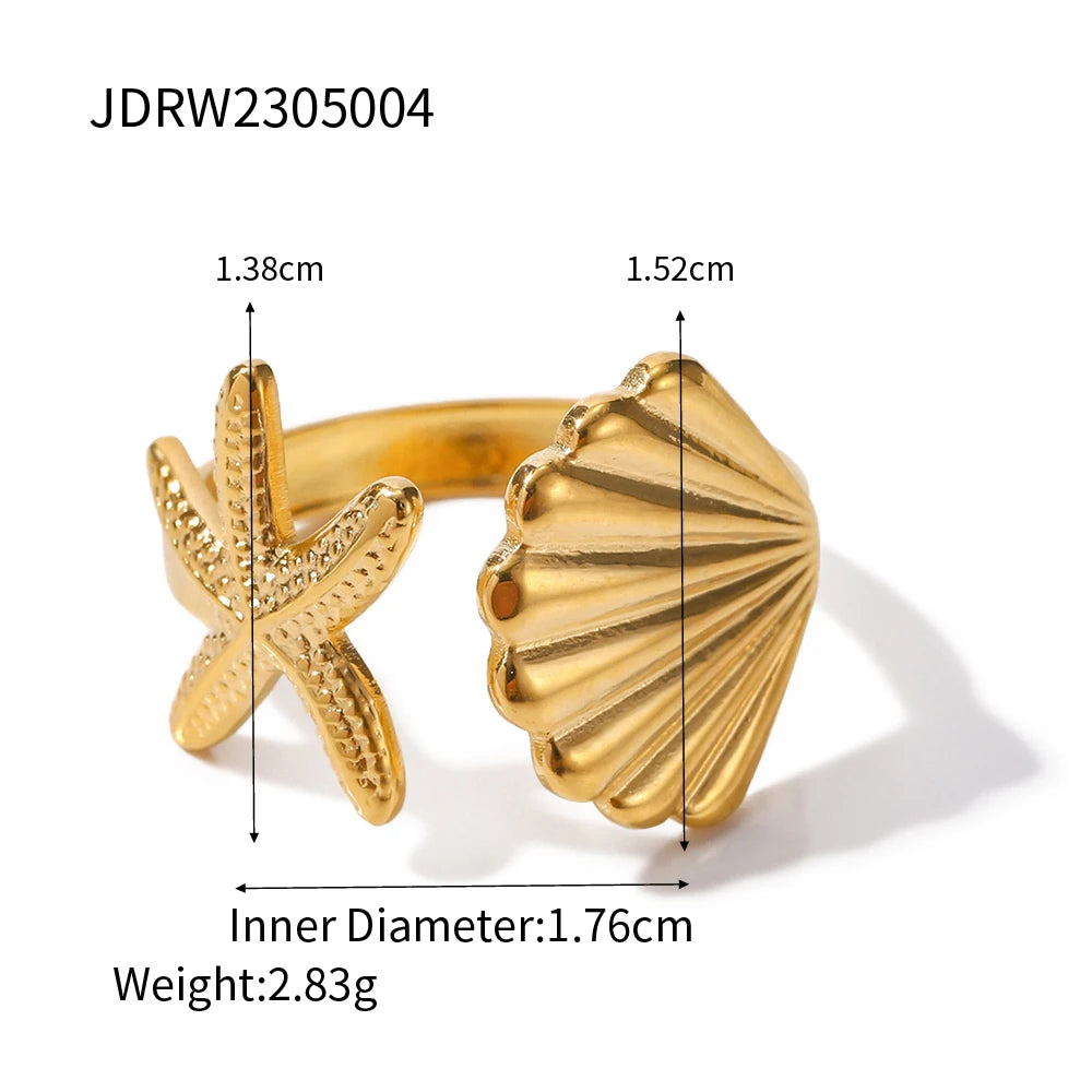 Uworld Anello geometrico largo in acciaio inossidabile di alta qualità Colore oro 18 carati Impermeabile Moda minimalista Dichiarazione Gioielli con fascino Wome
