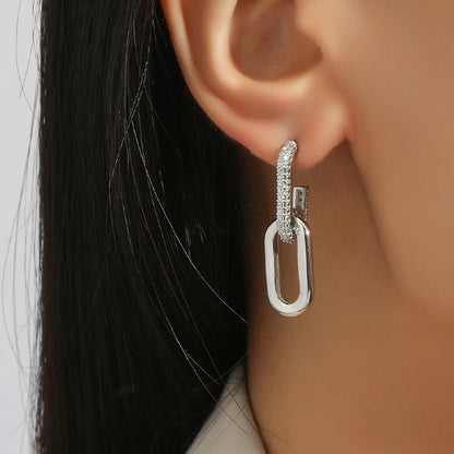 Orecchini pendenti con design retrò a doppio anello Orecchini rotondi geometrici color oro argento per donne Ragazze Punk Hip Hop Gioielli di moda G