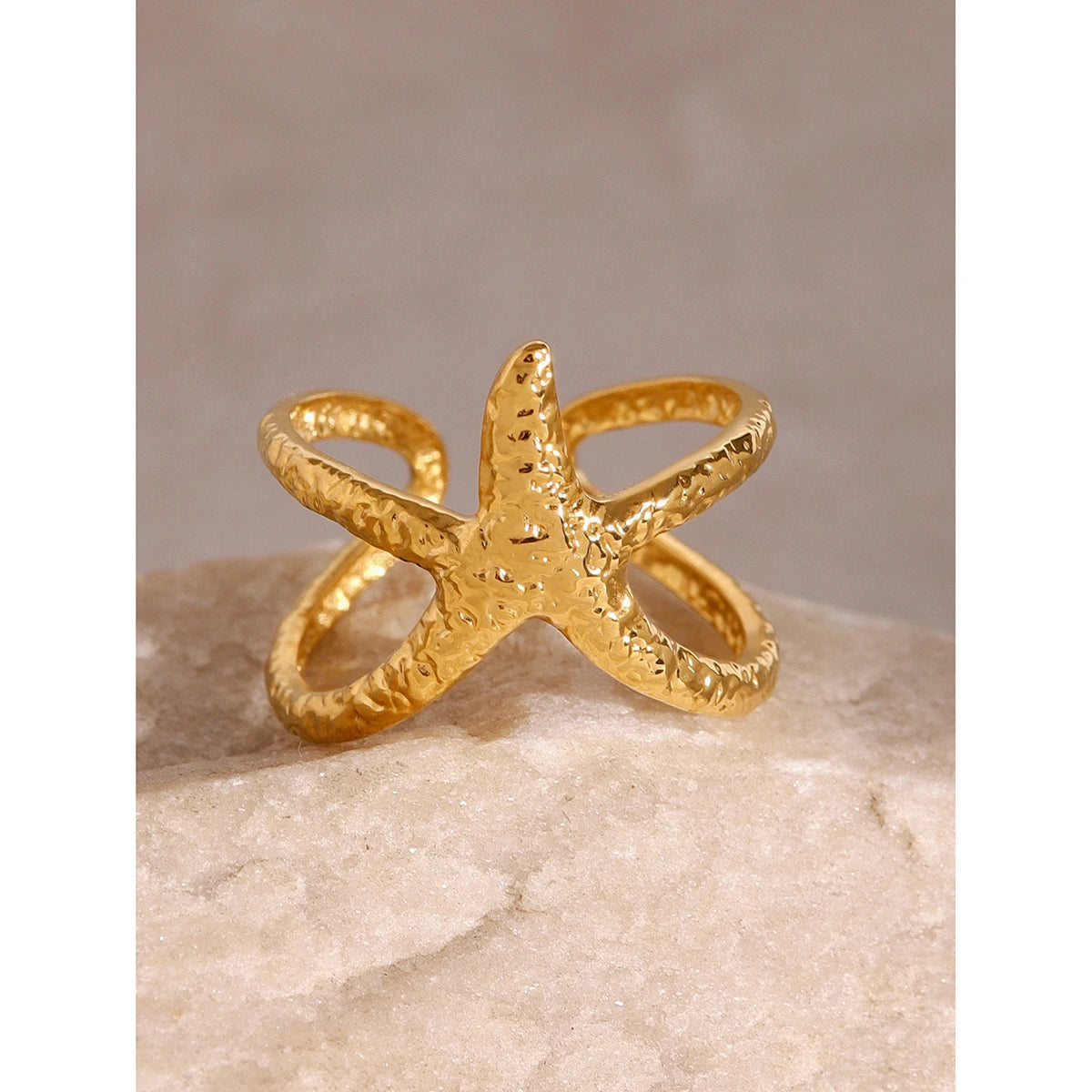 Uworld Beach Style Acciaio inossidabile Stella Anello aperto Metallo Impermeabile Moda Colore oro Gioielli Regalo anillo acero inox mujer