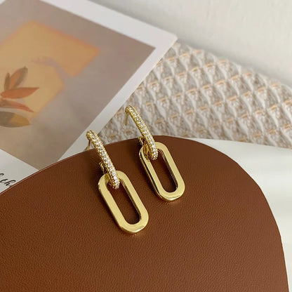 Orecchini pendenti con design retrò a doppio anello Orecchini rotondi geometrici color oro argento per donne Ragazze Punk Hip Hop Gioielli di moda G