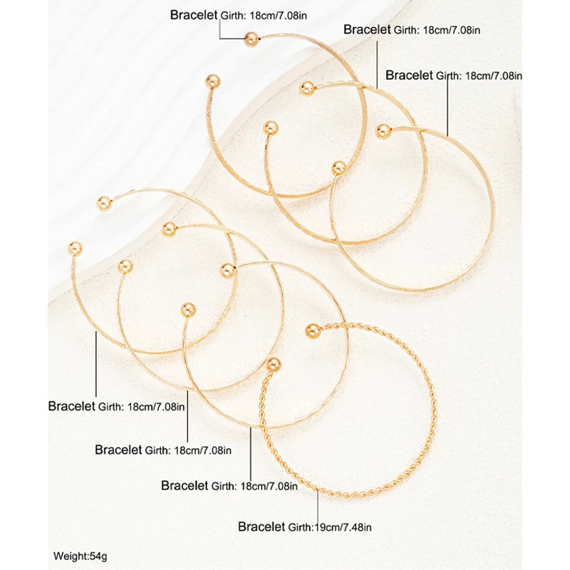 7 pezzi/set braccialetti color oro punk per donna streetwear stampe a cuore gotico design in metallo braccialetto aperto regali di gioielli di moda