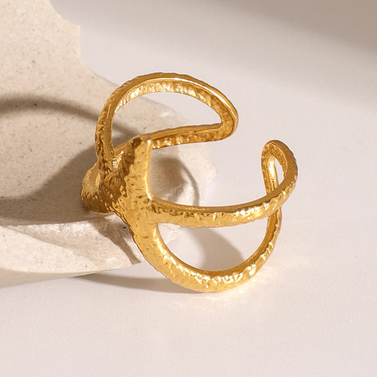 Uworld Beach Style Acciaio inossidabile Stella Anello aperto Metallo Impermeabile Moda Colore oro Gioielli Regalo anillo acero inox mujer