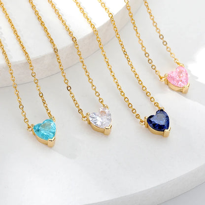Collane a cuore per donna Collana girocollo in acciaio inossidabile placcato oro con zirconi a forma di cuore Collana girocollo Gioielli Boho da sposa Regalo Femme