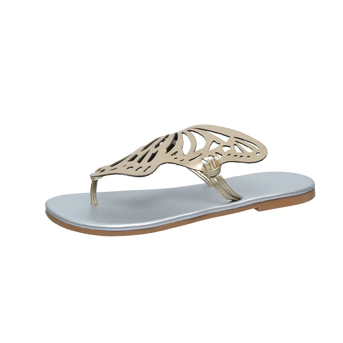Nouvelle Mode Été Filles Bout Ouvert Plat Extérieur pour Chaussons Papillon Sandales en Cuir Léger Respirant et Antidérapant