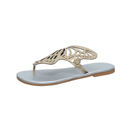 Nouvelle Mode Été Filles Bout Ouvert Plat Extérieur pour Chaussons Papillon Sandales en Cuir Léger Respirant et Antidérapant