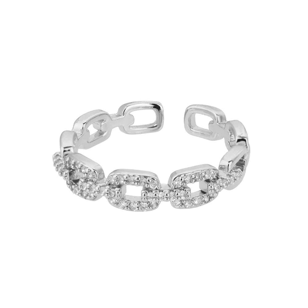 Anelli classici a catena intrecciata con zirconi per le donne Anello elegante per coppia in acciaio inossidabile Regalo di gioielli da sposa Bijoux Femme Spedizione gratuita