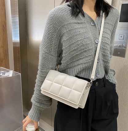 Nuove borse a tracolla moda tinta unita borsa a tracolla da viaggio femminile plaid piccole borse a tracolla in pelle PU per donna