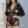 Women's Cami Jumpsuit Casual Summer Floral Printed Playsuit  Women Rompers 3/4 Sleeve Backless Playsuit Women Clothes