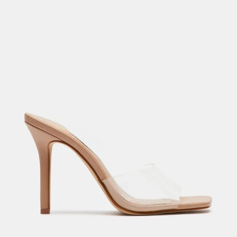 Open Toe Heel Sandals Transparent High Thin Heel Elegant Summer Fashion Trend Sexy Open Counter Type Slip-On Closure for Winter