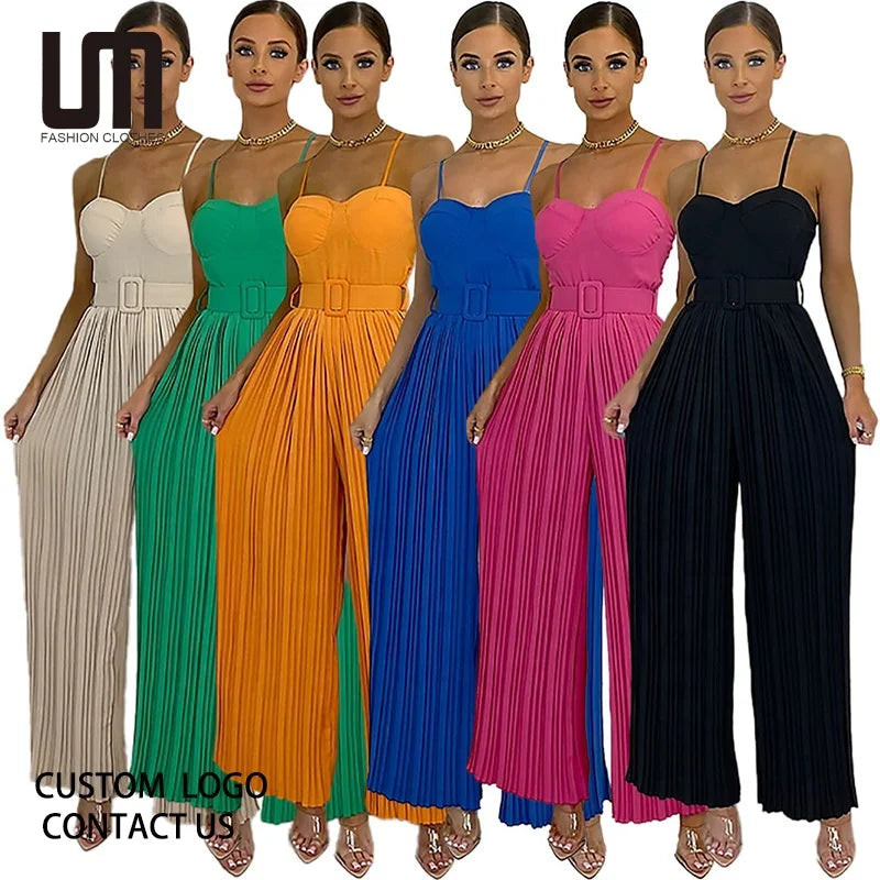 Liu Ming Herbst Winter Damen Sexy Neues Produkt Rückenfrei Locker Lässiger Playsuit Weiblicher Plissierter Overall Weiter Bein Jumpsuit