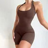 RNSHANGER Combinaison d'été pour femme, Streetwear, coupe ajustée, une pièce, couleur unie, haute élasticité, Bodycon