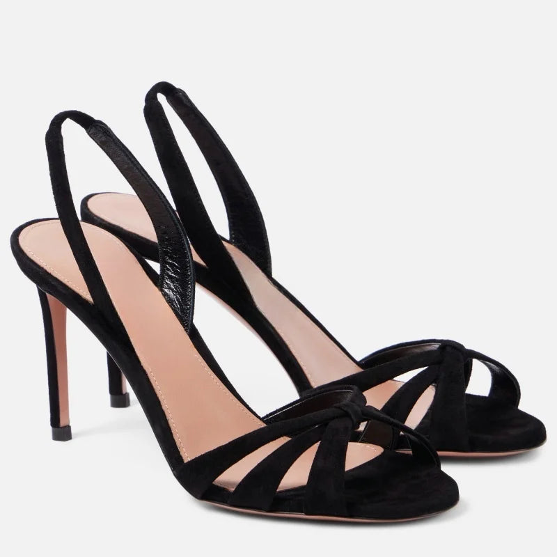 Women's Cross-Classy Design Slingback Sandals Trending Pointed Toe High Heels for Height Increase Elegant Sexy for Winter Summer