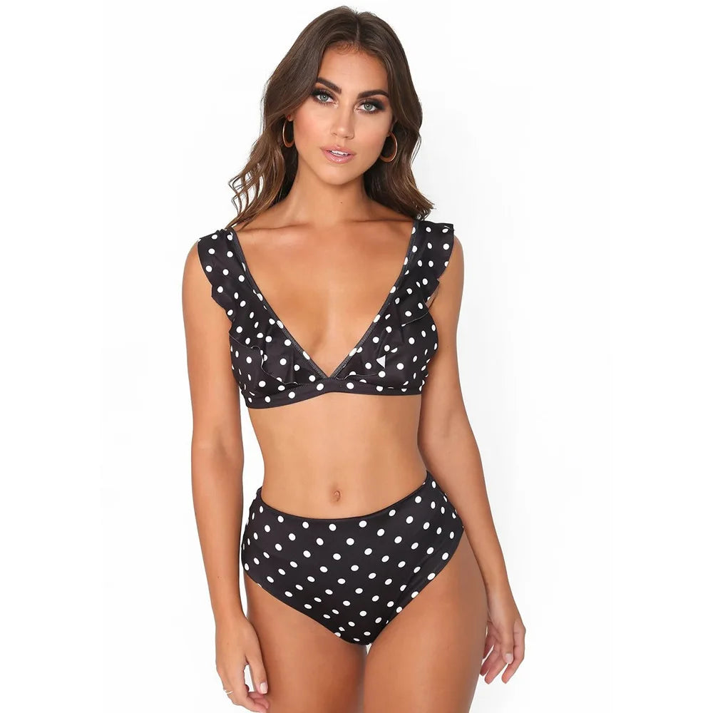 HD- HD2186 Recycled Fabric Swimwear Ladies Deep-v Sexy Two Piece Bikini Suit Women's Fashion Swimsuit Customized Swimwear