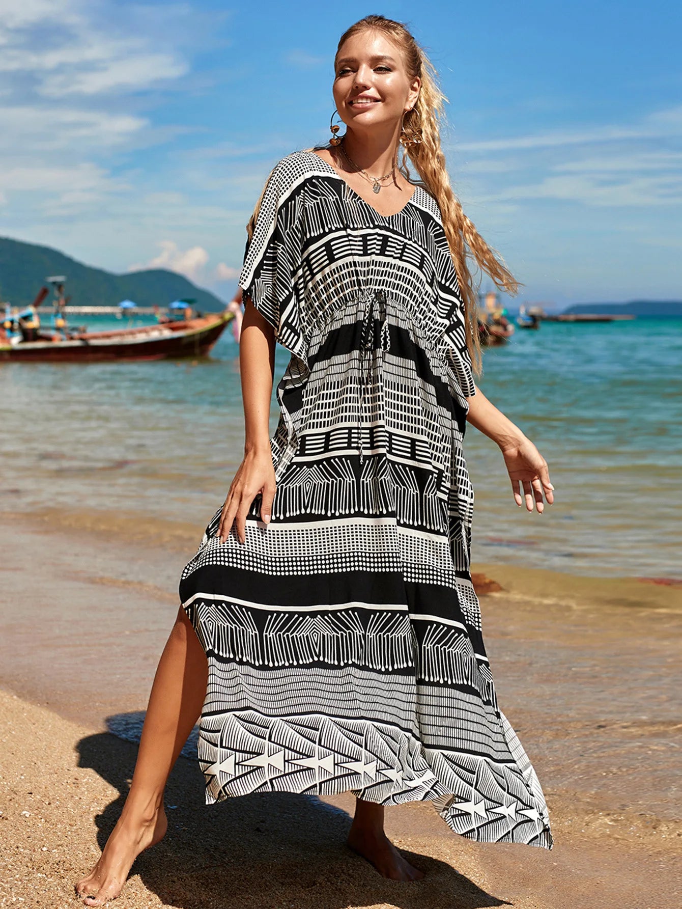 Strandüberwurf Damen Tanga Bikini Bademode Badeanzug Strandüberwurf Sexy Oem Service Kaftan Kleider
