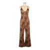 Damen-Overall, hoch tailliert, ärmellos, Sommer, lässig, Satin, Micro-Pull, mit Träger, Leopardenmuster, hoch tailliert
