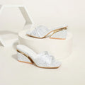 Xuanhui Hot Selling Fashion square Toe Snake Pattern Wedge Muller slippers Gold 6cm Heeled Sandals