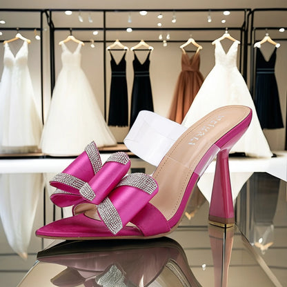 Sandales de mariage à bout ouvert avec lacets pour les mariages d'été, nouveau design sexy avec nœud, de marque célèbre pour femmes