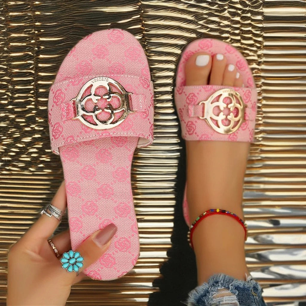 Women's Lightweight Beach Sandals Plus Size Thick Bottom Metal Buckle for Slippers Trade Quality for Slippers for Ladies