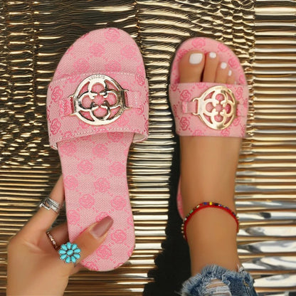 Women's Lightweight Beach Sandals Plus Size Thick Bottom Metal Buckle for Slippers Trade Quality for Slippers for Ladies