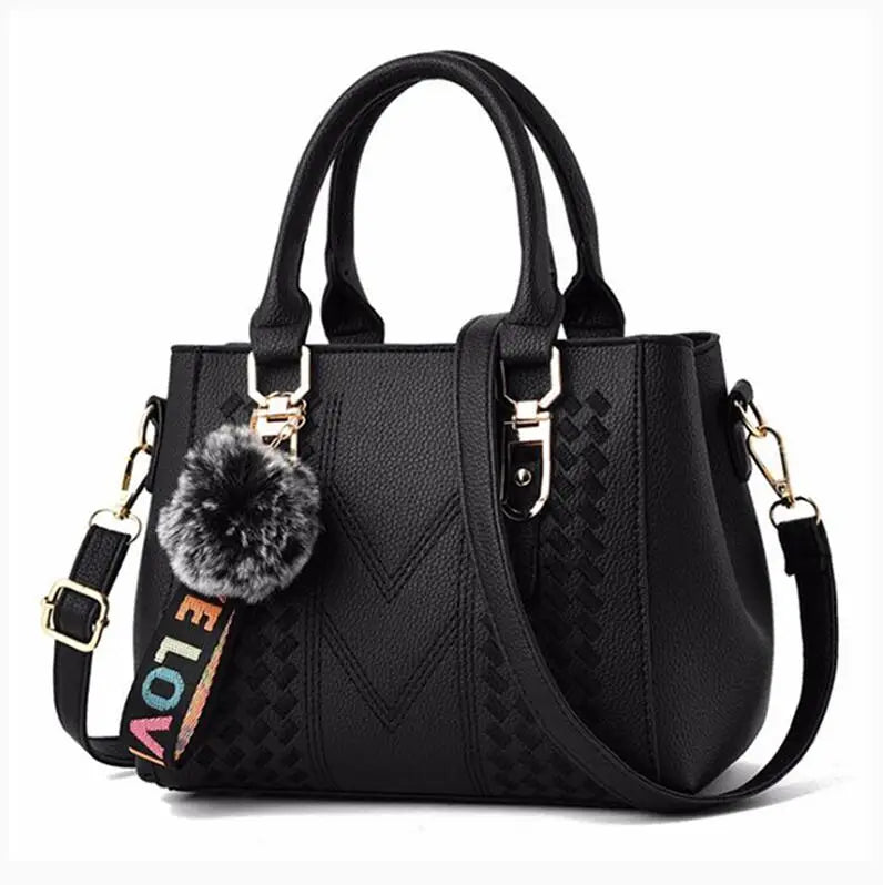 Borse a tracolla ricamate Borse da donna in pelle Borse da donna Sac a Main Borsa a mano con palla per capelli da donna