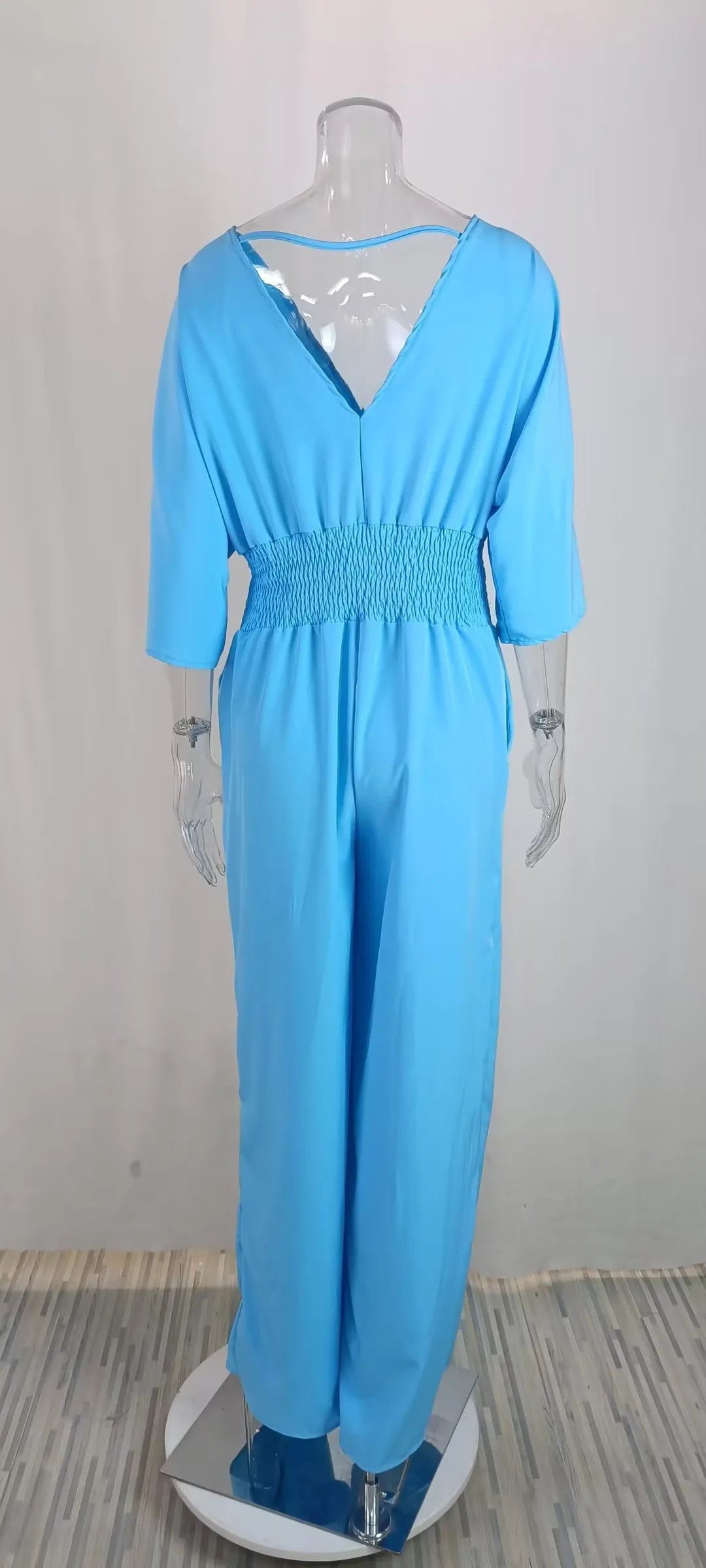 Combinaison élégante d'hiver pour femmes S-3XL, à manches courtes, col en V, couleur unie, style décontracté européen et américain.