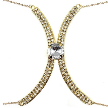 Sexy BodyChain Necklace Elegant Summer Crystal Rhinestone Crossover Waist Belly Chain Bikini Accessories 0762
