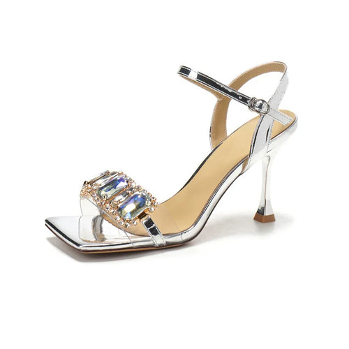 Sandales d'été coréennes à talons hauts pour femmes, nouvelles sandales d'extérieur à bout ouvert, à talon aiguille, de style féérique, à bout carré et à bride unique