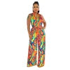 K10547 Wholesale New Summer Print Sleeveless V-neck Wide-leg Jumpsuit Women Casual Jumpsuit