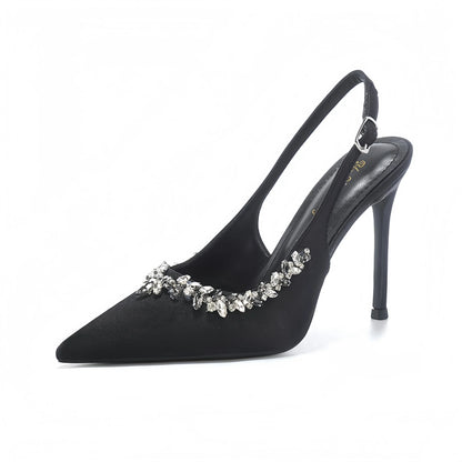 2025 New Factory Price Women's Slingback Shoes Pointed Classic Lai Diamond Sexy Outdoor Wedding Bride Dating High-heeled Sandals
