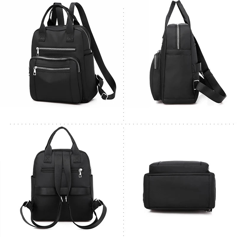 Zaino da donna da viaggio Borse a tracolla Oxford impermeabili casual Borsa da donna di grande capacità Zaino Borsa da scuola nera