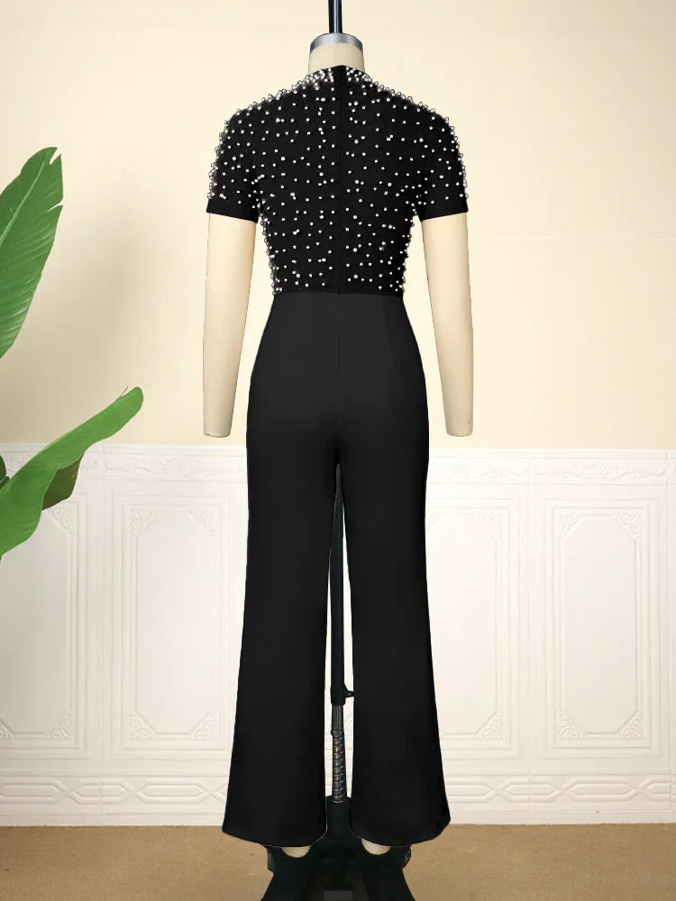 D3298 Latest Design Autumn Jumpsuit Women Elegant Solid Color Slash Neck Wide Leg Jumpsuit for Ladies