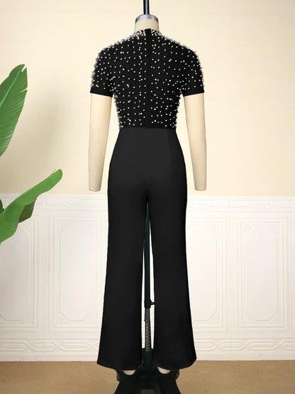 D3298 Latest Design Autumn Jumpsuit Women Elegant Solid Color Slash Neck Wide Leg Jumpsuit for Ladies