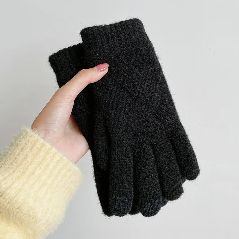 Guanti in cashmere touch screen per donna uomo Guanti invernali caldi in maglia termica a doppio strato ispessito antivento a prova di freddo