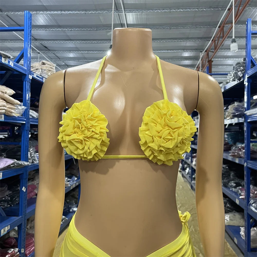 New CY901272 Bikini Set Woman Summer Vacations Beach Dressing Cute Three Pieces Set Wholesale 2025