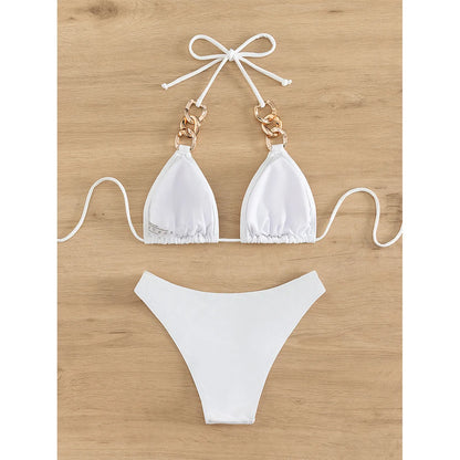 Bikini & Beachwear Women's Ultra Thin Elastic Thong Bikini Set Side Tie Sexy Solid Color Swimsuit Bandage Style Brazilian 2124