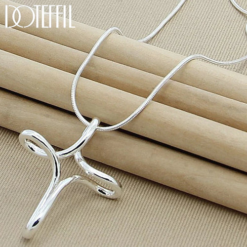 DOTEFFIL Collana con ciondolo croce in argento sterling 925 Catena a serpente da 16-30 pollici per gioielli di fidanzamento di nozze di moda donna