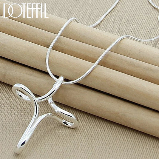 DOTEFFIL Collana con ciondolo croce in argento sterling 925 Catena a serpente da 16-30 pollici per gioielli di fidanzamento di nozze di moda donna
