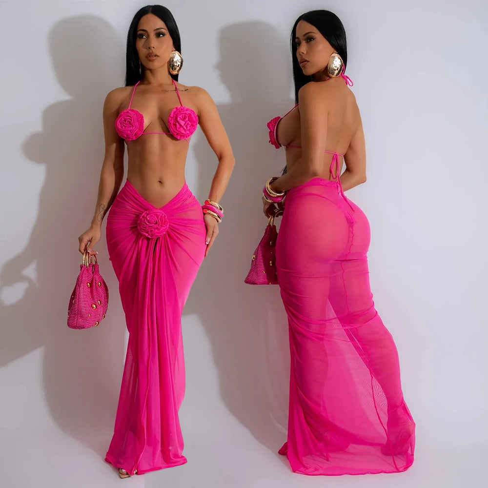New CY901272 Bikini Set Woman Summer Vacations Beach Dressing Cute Three Pieces Set Wholesale 2025