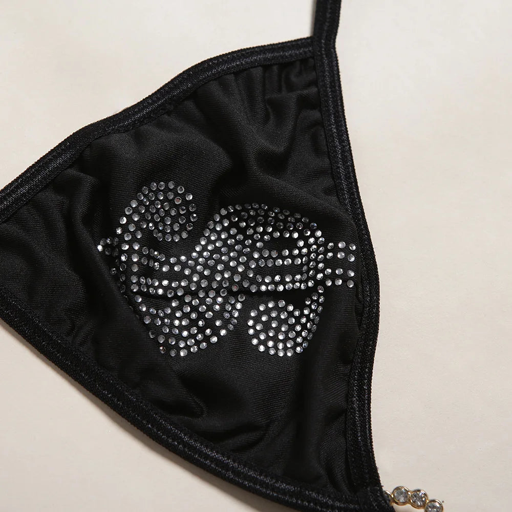 Maßgeschneiderte sexy Satin-Bademode Bikini Strass-Bikini 2019