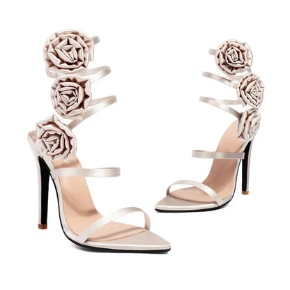 Chaussure Dame Wrap Around Straps Flower SummerTrendy Women Sandals 2024 Heels