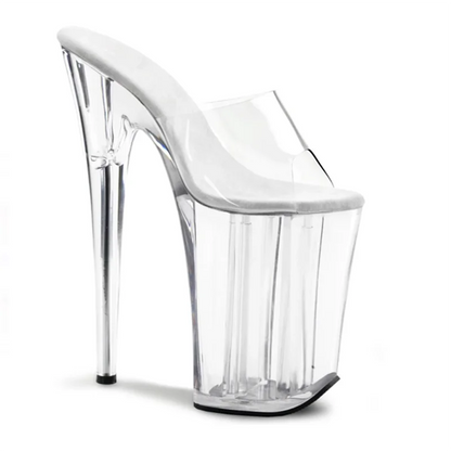 Rncksi 23cm 9 Inch Crystal Transparent Sole Platform Open Toe PVC High Heels Sandals with Sequins Sexy Design Height Increasing