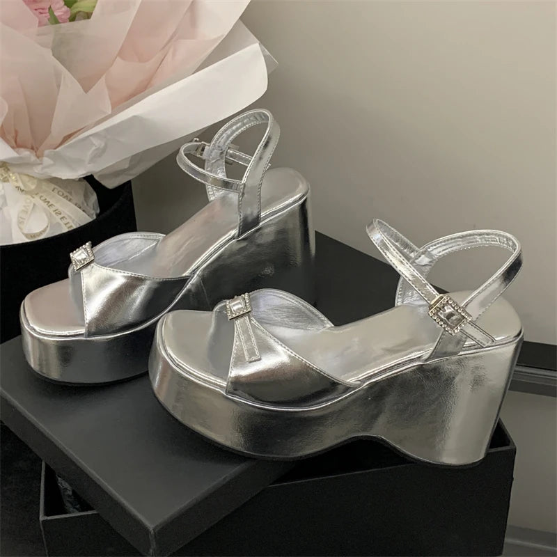 Sandales Femme à Bout Ouvert, Nouveaux Chaussures de Mariage d'Été pour Mariée, à la Mode, Bout Fermé, Bout Pointu Ouvert, Plateforme, Doublure en Maille, Printemps