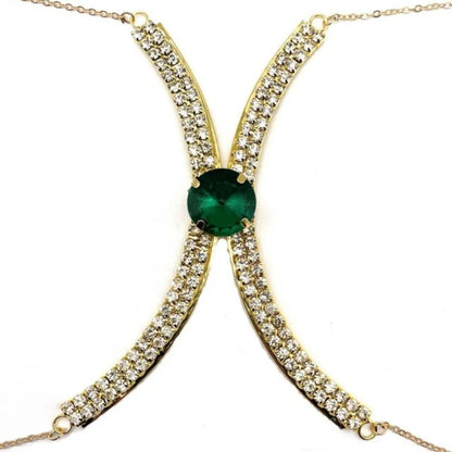 Sexy BodyChain Necklace Elegant Summer Crystal Rhinestone Crossover Waist Belly Chain Bikini Accessories 0762